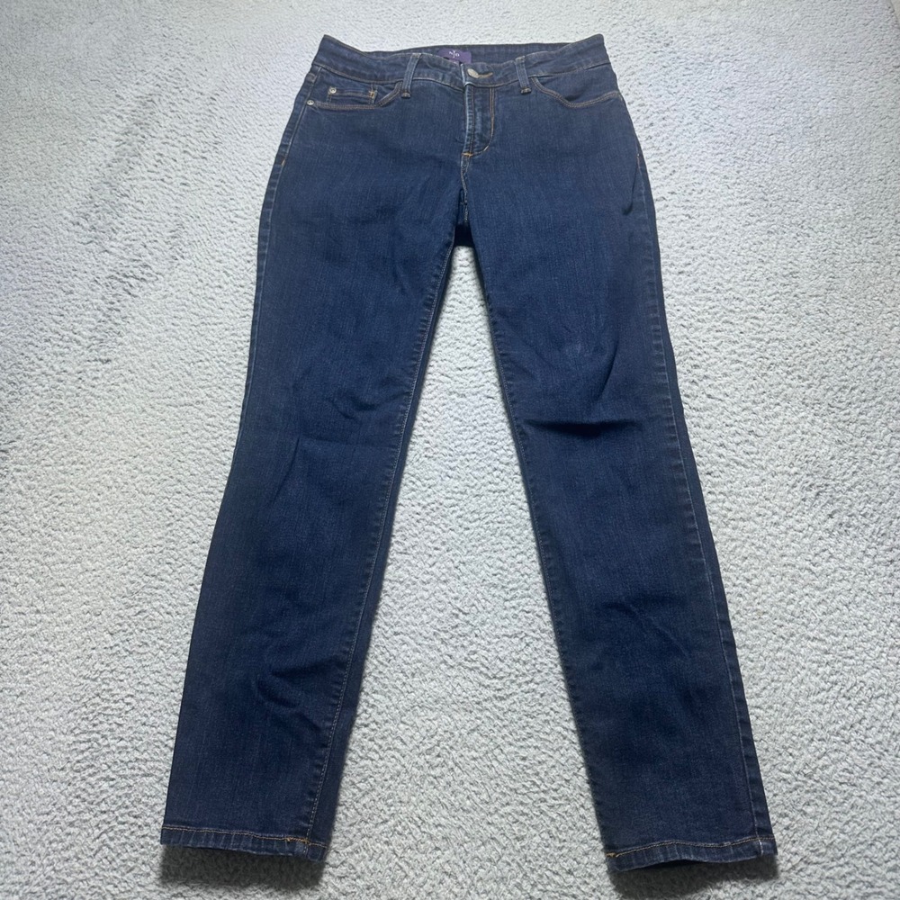 NYDJ Women 4P Dark Wash Legging Jeans Lift Tuck Technology Petite Blue Denim